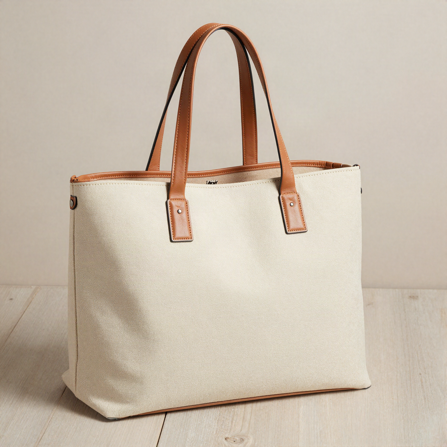 Canvas and Faux Leather Tote