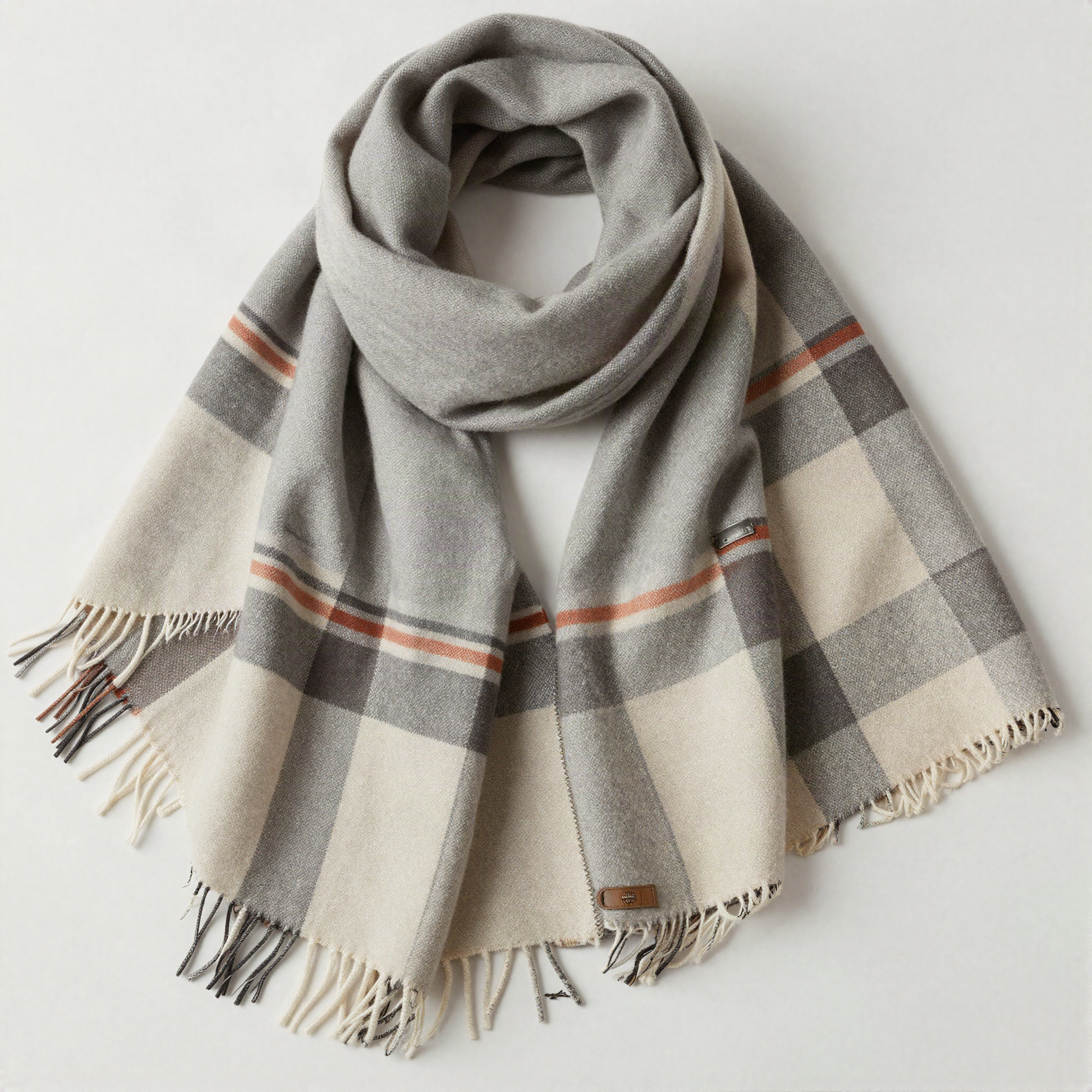 Fringed Plaid Wrap Scarf